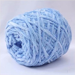 Wool Chenille Yarn, Velvet Cotton Hand Knitting Threads, for Baby Sweater Scarf Fabric Needlework Craft, Cornflower Blue, 5mm, 95~100g/skein(X1-PW22070165031)