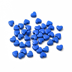 Heart Spray Painted Alloy Beads, Cadmium Free & Nickel Free & Lead Free, Royal Blue, 5x6x3mm, Hole: 1.2mm(FIND-G053-01K)