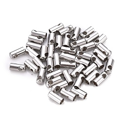 Tarnish Resistant 201 Stainless Steel Cord Ends, End Caps, Column, Stainless Steel Color, 9x4mm, Hole: 2.2mm, Inner Diameter: 3.2mm(STAS-F250-10P-M)