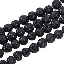 5 Strands Natural Lava Rock Beads Strands, Round, Black, 4mm, Hole: 1mm, about 94pcs/strand, 15.75 inch(40cm), 5strands(G-OC0001-62-4mm)