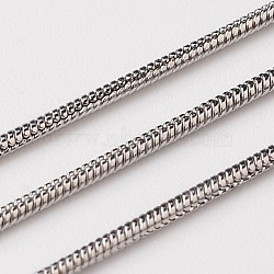 304 Stainless Steel Round Snake Chains, Soldered, Stainless Steel Color, 1mm(CHS-L015-06)