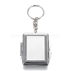 Iron Folding Mirror Keychain, Travel Portable Compact Pocket Mirror, Blank Base for UV Resin Craft, Rectangle, Platinum, 9.7cm(KEYC-H110-01P)
