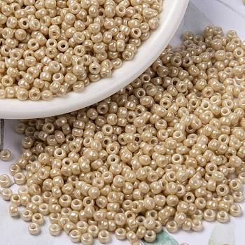 MIYUKI Round Rocailles Beads, Japanese Seed Beads, (RR593) Light Caramel Ceylon, 8/0, 3mm, Hole: 1mm, about 422~455pcs/bottle, 10g/bottle