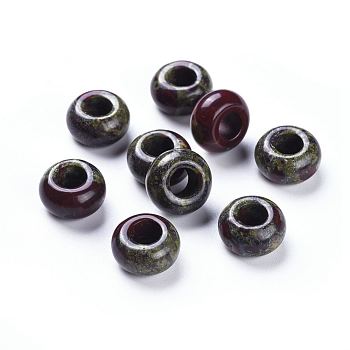Natural Dragon Bloodstone Beads, Rondelle, 14x8mm, Hole: 6mm