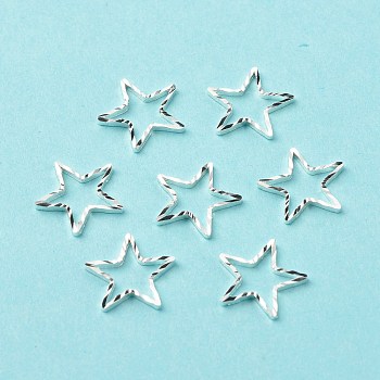 Brass Linking Rings, Long-Lasting Plated, Cadmium Free & Lead Free, Star, 925 Sterling Silver Plated, 9.5x10x1mm, Inner Diameter: 7x7mm