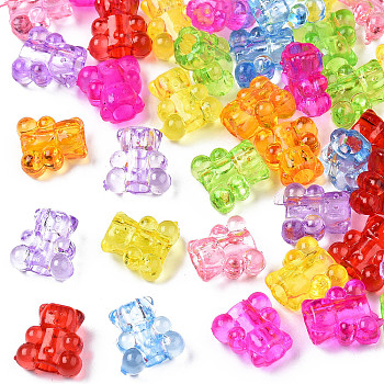 Transparent Acrylic Beads, Bear, Mixed Color, 10x10x6mm, Hole: 3mm