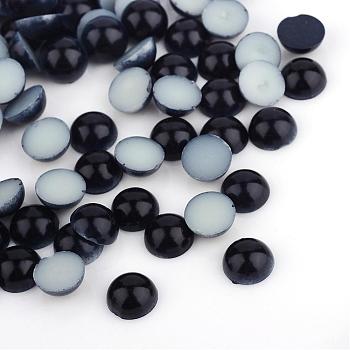 ABS Plastic Cabochons, Imitation Pearl, Half Round, Black, 3x1.5mm, about 10000pcs/bag