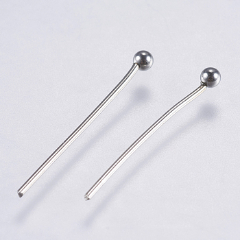 304 Stainless Steel Ball Head Pins, Stainless Steel Color, 19~21x0.5mm, 24 Gauge, Head: 2mm