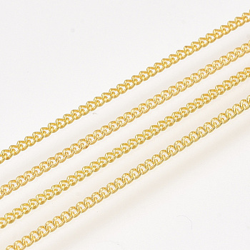 Iron Curb Chains, with Spool, Soldered, Golden, 1.6x1.2x0.3mm, about 100yard/roll