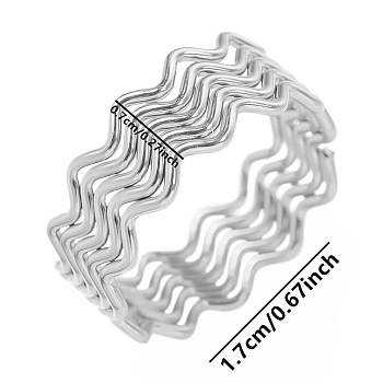Fashionable Minimalist 304 Stainless Steel Wave Wide Band Rings for Women