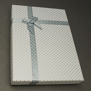 Jewelry Cardboard Boxes with Bowknot and Sponge Inside, Rectangle, Gray, 160x120x30mm, Inner size: 155x115mm