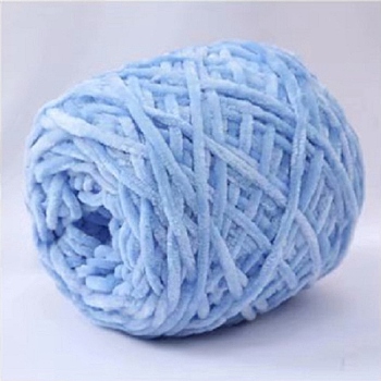 Wool Chenille Yarn, Velvet Cotton Hand Knitting Threads, for Baby Sweater Scarf Fabric Needlework Craft, Cornflower Blue, 5mm, 95~100g/skein