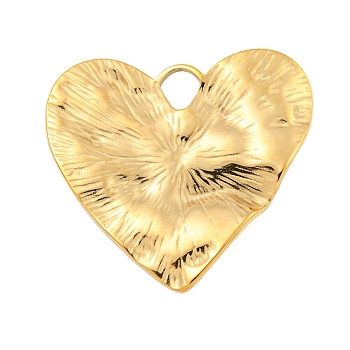 304 Stainless Steel Pendants, Heart Charms, Real 14K Gold Plated, 34x36x2mm, Hole: 6x5mm