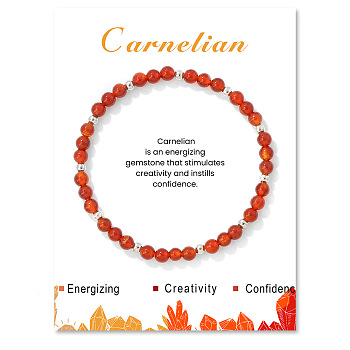 Natural Carnelian Bead Stretch Bracelets for Women, 