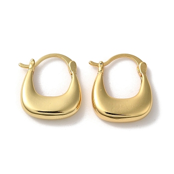 Rack Plating Brass Oval Hoop Earrings for Women, Lead Free & Cadmium Free, Long-Lasting Plated, Real 18K Gold Plated, 17.5x16x4.5mm