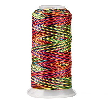 Segment Dyed Round Polyester Sewing Thread, for Hand & Machine Sewing, Tassel Embroidery, Colorful, 3-Ply 0.2mm, about 1000m/roll