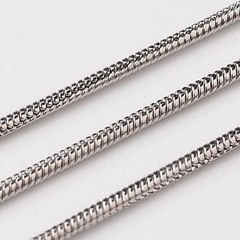 304 Stainless Steel Round Snake Chains, Soldered, Stainless Steel Color, 1mm