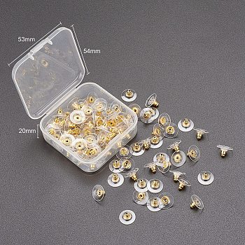 Brass Ear Nuts, Earring Backs, Golden, 12x7mm, Hole: 1mm, 100pcs/box