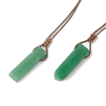 Natural Green Aventurine Nugget Pendant Necklace with Waxed Cord for Women, 33.86~38.98 inch(86~99cm)