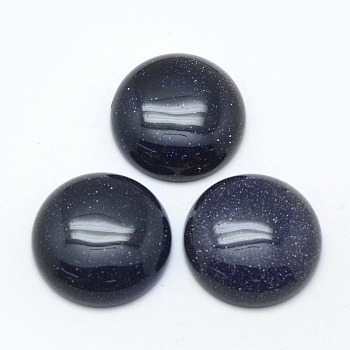 Synthetic Blue Goldstone Cabochons, Half Round, 24.5~25x4~7mm