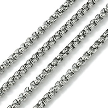 304 Stainless Steel Box Chains, Unwelded, Stainless Steel Color, 4x4mm