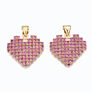 Real 16K Gold Plated Orchid Heart Brass+Cubic Zirconia Pendants