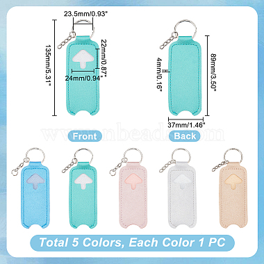 WADORN 5Pcs 5 Colors Portable PU Imitation Leather Chapstick Keychain Holder(AJEW-WR0001-37)-2