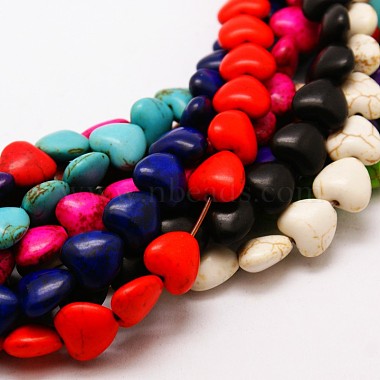 12mm Mixed Color Heart Synthetic Turquoise Beads