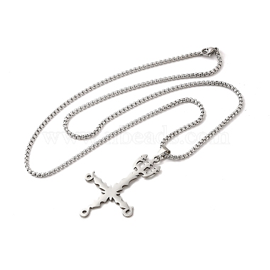 colliers avec pendentif en croix qui ne ternissent pas(NJEW-C044-04P)-2