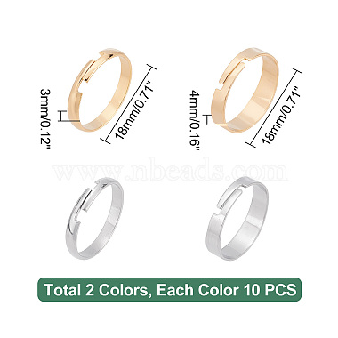 40Pcs 4 Style 201 Stainless Steel Plain Band Adjustable Rings for Women(STAS-UN0037-14)-4