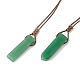 Natural Green Aventurine Nugget Pendant Necklace with Waxed Cord for Women(NJEW-F306-01A)-1