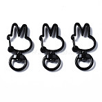 Spray Painted Eco-Friendly Alloy Swivel Snap Hooks Clasps, Cadmium Free & Nickel Free & Lead Free, Rabbit, Black, 36x18x6.5mm, Hole: 5x9mm(PALLOY-T080-12A-NR)