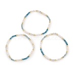 Natural Apatite & Quartz Crystal & Cultured Freshwater Pearl Beaded Bracelets for Women, Round, with Non-magnetic Synthetic Hematite, Beads: 4mm, Inner Diameter: 2.17 inch(5.5cm)(BJEW-JB13713)