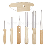 Stainless Steel Clay Cutting & Sculpting Tool Sets, with Wood Handle, Carving Pen for Clay Craft, Wheat, 46x146x8mm, Hole: 12mm(AJEW-FG0004-99)