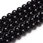 Natural Black Tourmaline Beads Strands, Round, 6mm, Hole: 0.8mm, about 60~65pcs/strand, 15.35 inch(39cm)(G-L554-02-6mm)