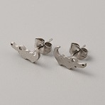 304 Stainless Steel Stud Earrings for Women, with Ear Nuts, Crocodiles, Stainless Steel Color, 6x12mm, Pin: 0.6mm(EJEW-TAC0010-012P)