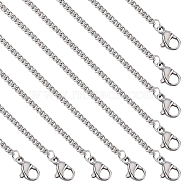 20Pcs Women's 304 Stainless Steel Curb Chain Necklaces Set, with Lobster Claw Clasps, Stainless Steel Color, 17.7 inch(45cm)(STAS-SC0008-07)