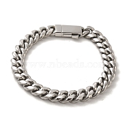 304 Stainless Steel Cuban Link Chain Bracelets for Women Men, Stainless Steel Color, 8-5/8 inch(22cm), Link: 10x12.5x3mm(BJEW-Q341-14C-P)
