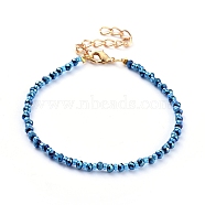 Beaded Bracelets, with Electroplate Glass Beads & Seed Beads, Brass Crimp Beads and Lobster Claw Clasps, Light Sky Blue, 7-1/8 inch(18cm)(BJEW-JB05105-01)
