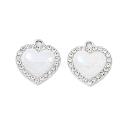 Alloy Enamel Pendants, with Crystal Rhinestone, Heart, Platinum, 17x16x5mm, Hole: 2mm(FIND-M018-01P)