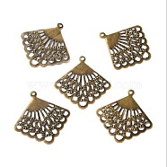 Iron Filigree Joiners, Etched Metal Embellishments, Rhombus, Antique Bronze, 27x26x0.5mm, Hole: 1.4mm(FIND-B020-13AB)