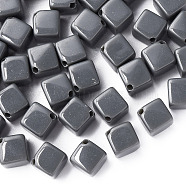 Opaque Acrylic Beads, Cube, Gray, 13x14.5x14.5mm, Hole: 2mm(X-MACR-S373-135-A03)