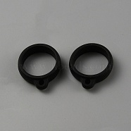 Silicone Pendant, for Electronic Stylus & Lighter Making, Black, 23.5x20x5.5mm, Hole: 2mm, Inner Diameter: 16mm(SIL-WH0013-44B)