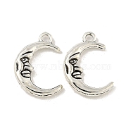 Alloy Pendants, Cadmium Free & Lead Free, Moon, Antique Silver, 21x15x4mm, hole: 2mm(PALLOY-2461-AS-LF)