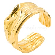 Minimalist Unisex Hammered Stainless Steel Open Cuff Ring, Golden(JF3699-2)