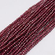 Natural Garnet Beads Strands, Round, Faceted, 2mm, Hole: 0.5mm, about 197pcs/strand, 15.7 inch(40cm)(G-E351-03)