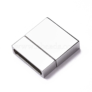 304 Stainless Steel Magnetic Clasps with Glue-in Ends, Rectangle, Stainless Steel Color, 24~25.5x22x6mm, Hole: 4x20mm(STAS-M307-01P-01)