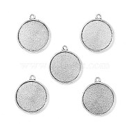 Tibetan Style Antique Silver Alloy Flat Round Pendant Cabochon Settings, Cadmium Free & Lead Free, Tray: 20mm, 26x23x2mm, Hole: 1.5mm about 526pcs/1000g(TIBEP-M022-45AS)
