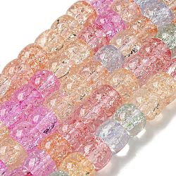 Transparent Spray Painting Crackle Glass Beads Strands, Column, Colorful, 8x6mm, Hole: 1.2mm, about 65pcs/strand, 15.55''(39.5cm)(GLAA-NH0001-05A)