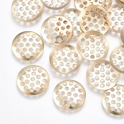 Iron Finger Ring/Brooch Sieve Findings, Perforated Disc Settings, Nickel Free, Light Gold, 12x5mm, Hole: 1.2mm(IFIN-T007-45KC-NF)